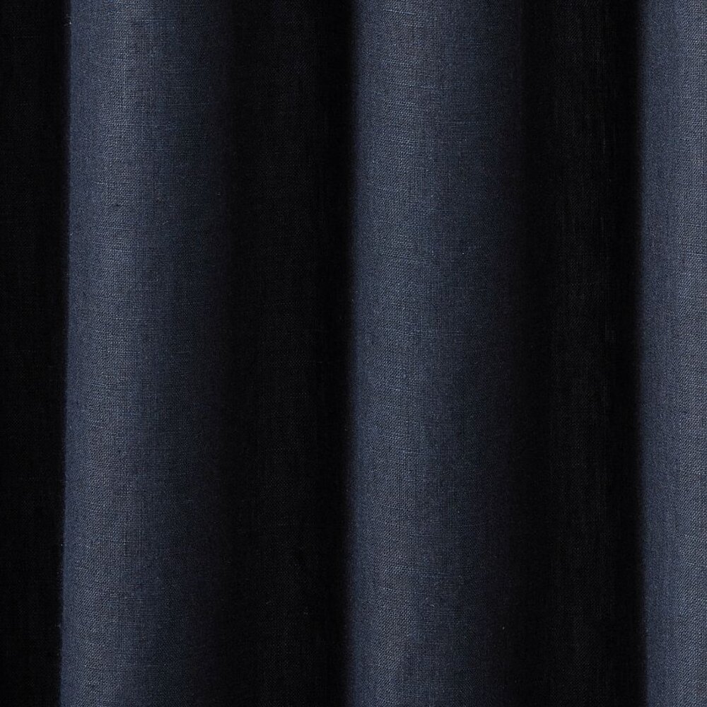 Practically Brand New Solid European Flax Linen Curtain, Midnight , 4 panels - Picture 3 of 8